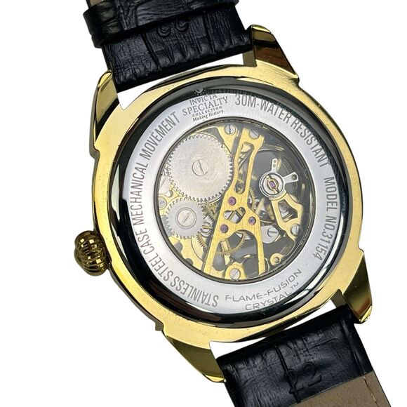 Invicta Specialty Mechanical Men’s Watch 42mm Black Gold Water Resistant 31154 - Picture 3 of 8